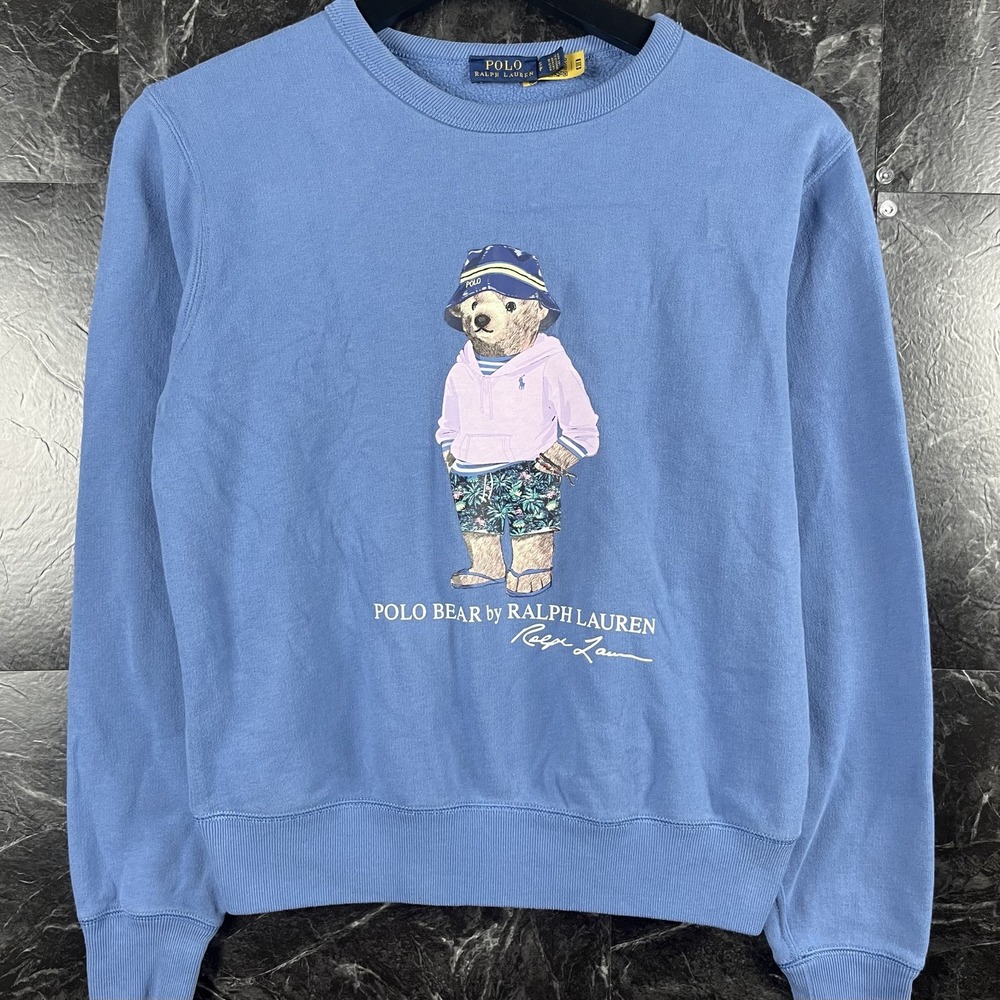 Polo Ralph Lauren Men's Blue Polo Bear Fleece Sweatshirt Small